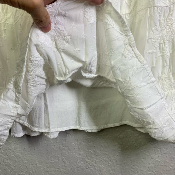 DEAR JOHN White Embroidered Floral Tiered Midi Dress Size Extra Small - Picture 7 of 13